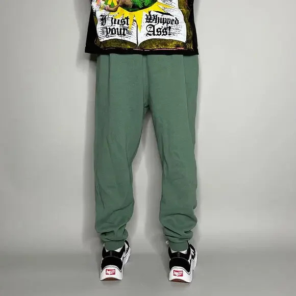 Vintage Lee Heavyweight Sweatpants Sage Green Cotton Joggers Baggy Made USA 90s - Picture 3 of 4